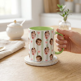 Taza de rayas con foto personalizada | Cara de beb