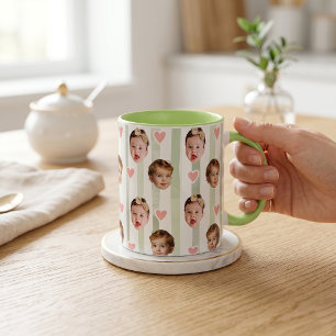 Taza de rayas con foto personalizada   Cara de beb