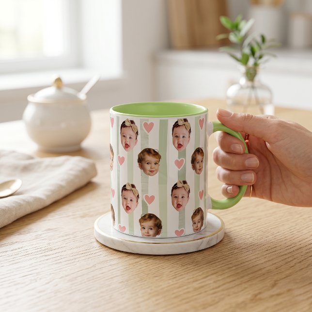 Taza de rayas con foto personalizada | Cara de beb (Subido por el creador)