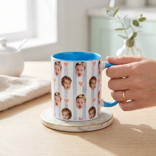 Taza de rayas con foto personalizada Cara de beb