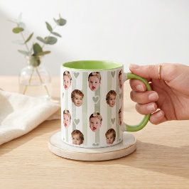 Taza de rayas con foto personalizada | Cara de beb