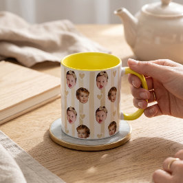 Taza de rayas con foto personalizada | Cara de beb