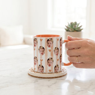 Taza de rayas con foto personalizada Cara de beb