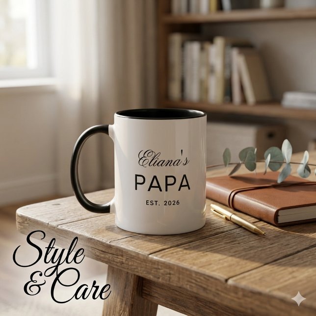 Taza De Regalo Combo Papa Con Texto Personalizado  (Custom Text Papa Combo Mug Gift Personalized Design)
