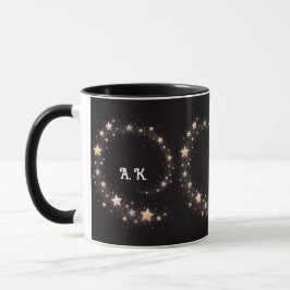 Taza de regalo con iniciales en espiral de estrell