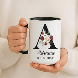 Taza de regalo con monograma floral personalizado