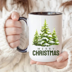 Taza de regalo de Navidad alegre con acuarela para