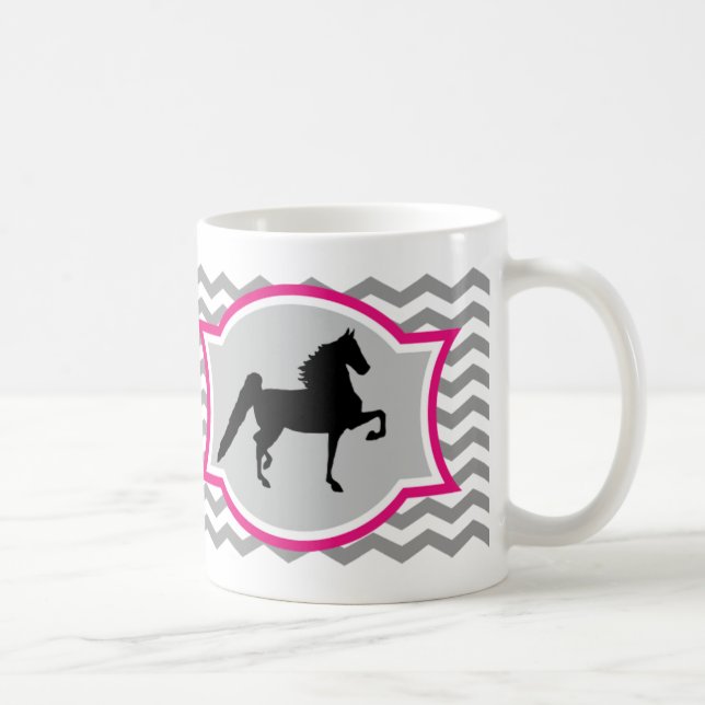 Taza de Saddlebred del americano - gris y rosa (Derecha)