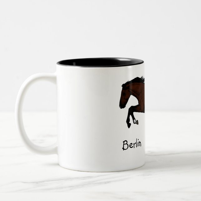 Taza de salto personalizada del caballo (Izquierda)