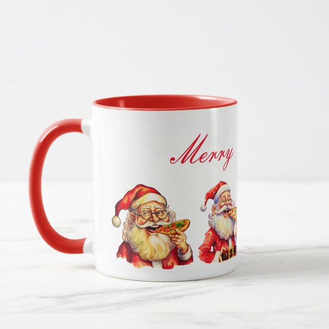 Taza de Santa comiendo pizza (Izquierda)