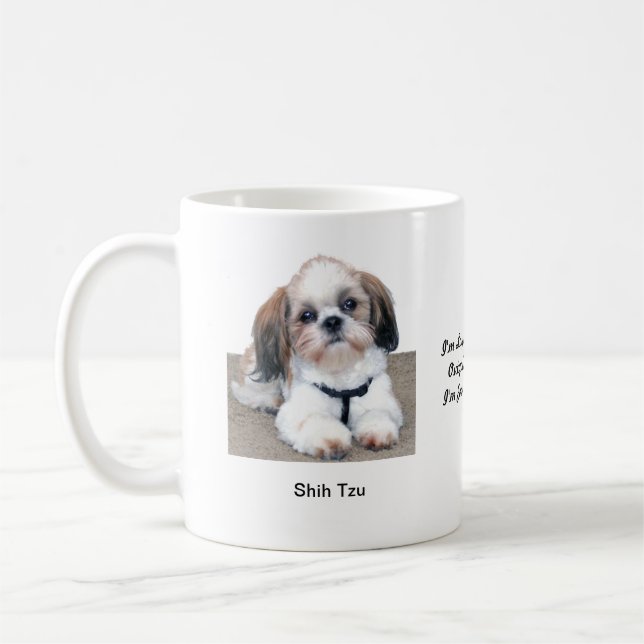 Taza de Shih Tzu - con dos imágenes y un adorno (Izquierda)