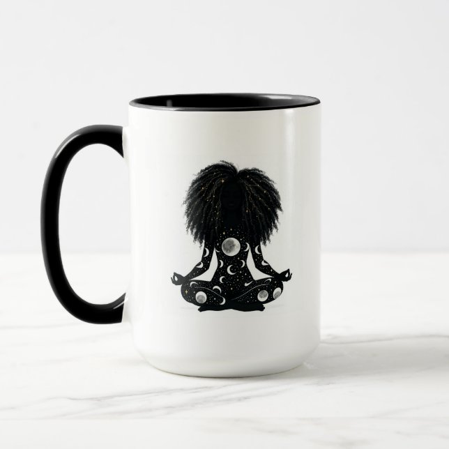 Taza de Silueta Celestial Meditando Moderna (Izquierda)