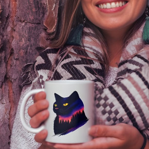 Taza de Silueta de Atardecer en el Bosque, Café In