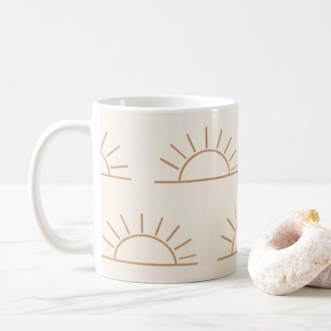 Taza de sol neutral | Taza de café beige (Con donut)