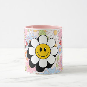 Taza de sonrisa retro Diseño divertido de cara son