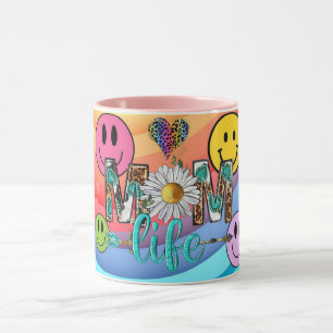 Taza de sonrisa retro divertido diseño de cara son
