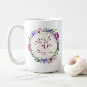 Taza de Sr. y de señora Elegant Floral Wedding