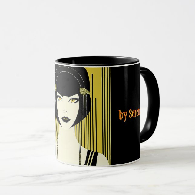 Taza de Tarot Personalizada Arte Deco Chica Flappe (Anverso derecho)