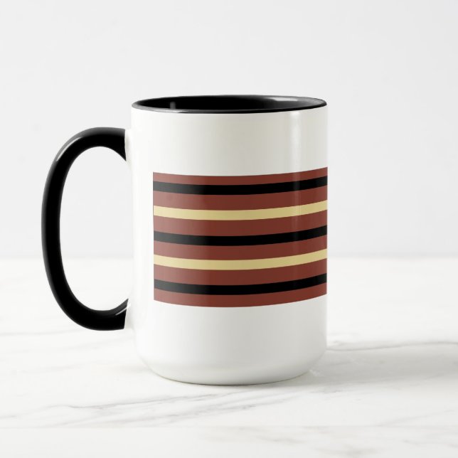 Taza de tazas de café blanco, marrón y negro a ray (Izquierda)