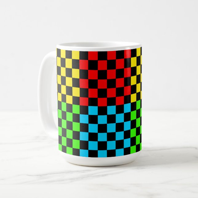 Taza de tazas estilo retro de tablero de ajedrez c (Anverso izquierdo)