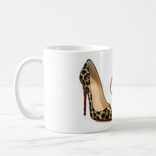 Taza de té de la cita de los zapatos del leopardo (Izquierda)
