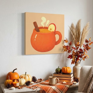 Taza de Té de Manzana Caliente Acogedor en Lienzo