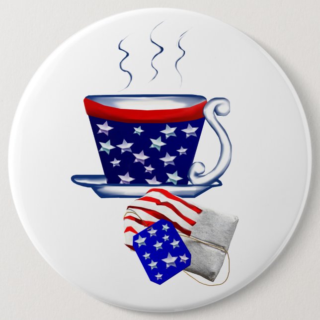 Taza de té y botón americanos del bolso (Anverso)