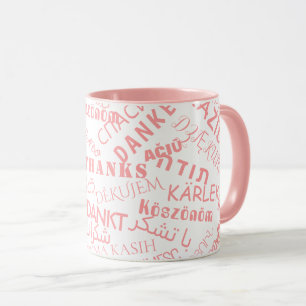 Taza de texto de agradecimiento Multi idioma palab