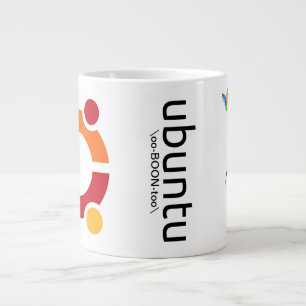 Taza de Ubuntu con Tux que golpea con fuerza