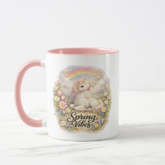 Taza de unicornio Spring Vibes | Floral Pastel Cot