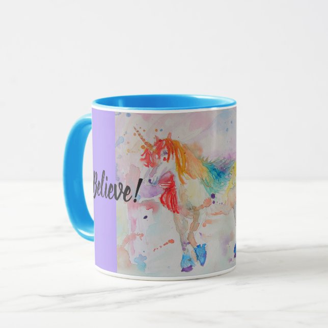 Taza de unicornios de arcoíris mágicos cree (Anverso izquierdo)