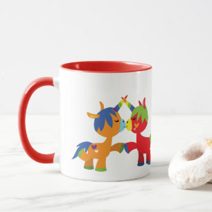 Taza de unicornios LGBTQIA de dibujos animados lin