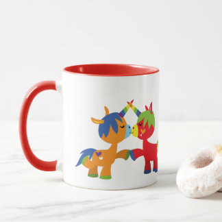Taza de unicornios LGBTQIA de dibujos animados lin