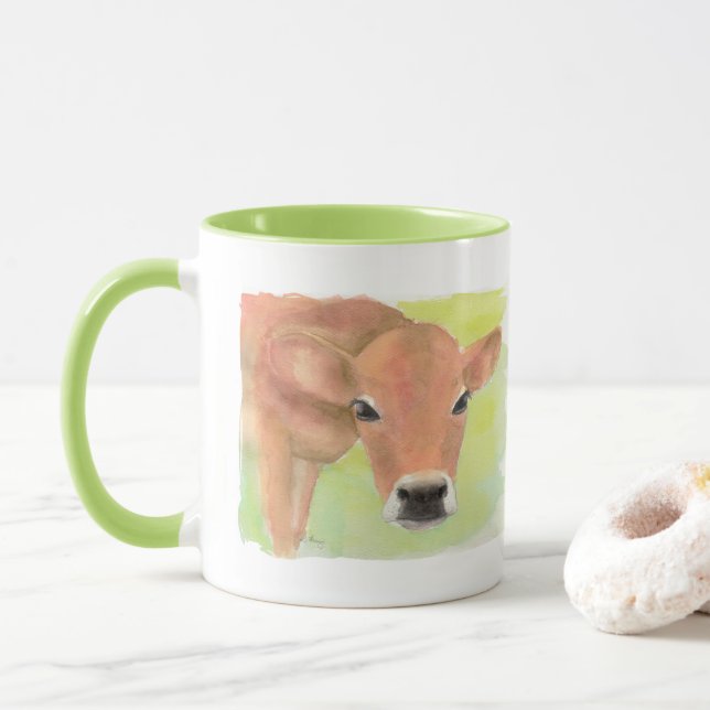 Taza de vaca acuarela (Con donut)