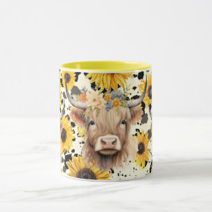 Taza de vaca linda Diseño de animal de granja flor