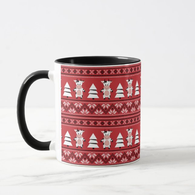 Taza de vaca navideña linda (Izquierda)