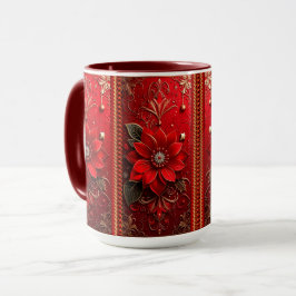 Taza de vacaciones con flor roja