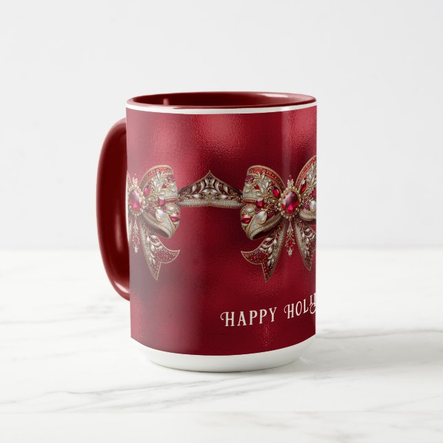 Taza de vacaciones con lazo rojo (Anverso izquierdo)