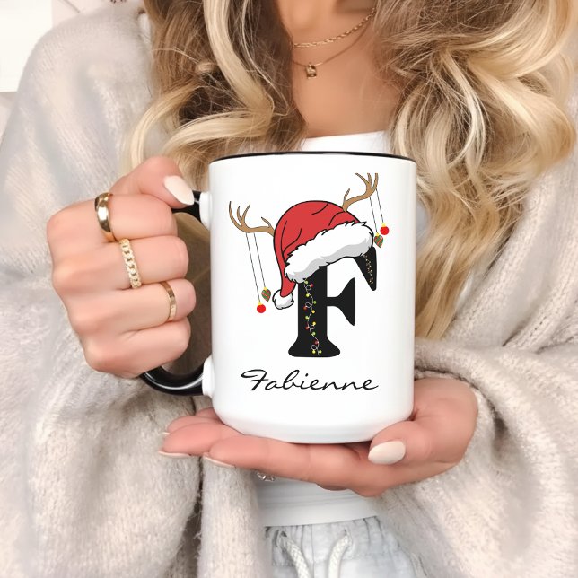 Taza de vacaciones con monograma familiar personal (personalized Christmas mug, Christmas alphabet mug, family monogram mug, holiday coffee mug,)