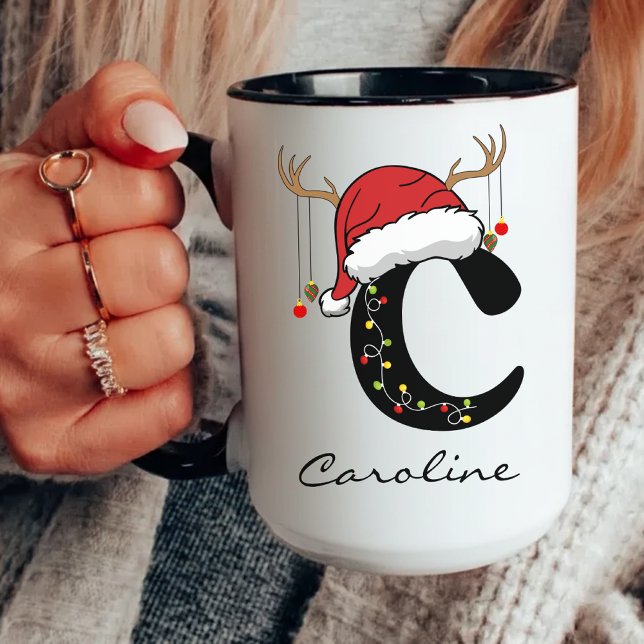 Taza de vacaciones con monograma familiar personal (family initial mug, Christmas gift for mom, Christmas gift for dad, Christmas gift for her,)