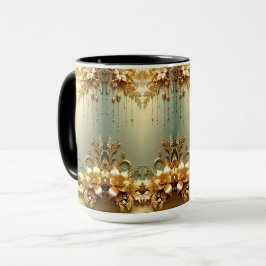 Taza de vacaciones de adornos florales de oro