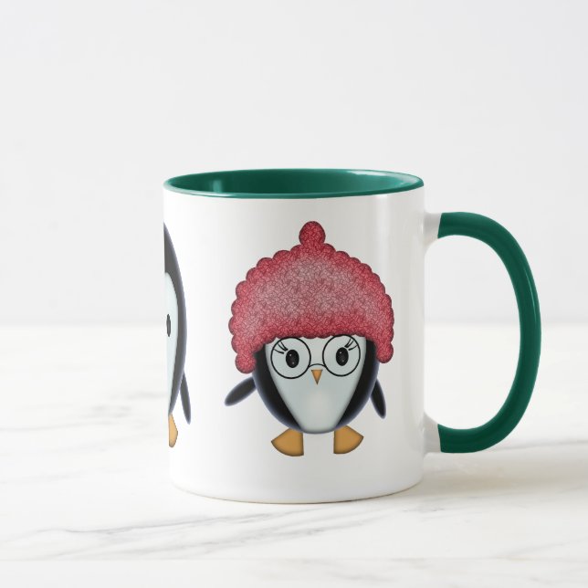 Taza de vacaciones de tres pequeños pingüinos (Derecha)