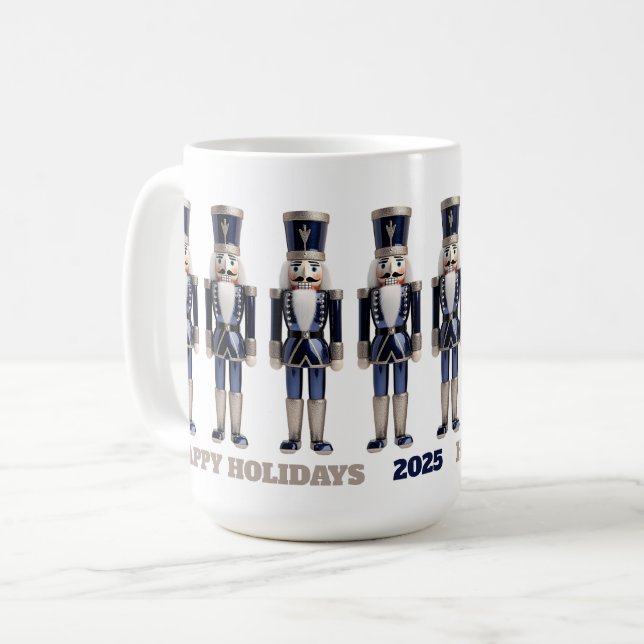 Taza de vacaciones felices Cascanueces azul y plat (Anverso izquierdo)