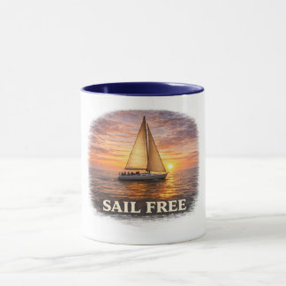 Taza de Vela Libre Puesta de Sol Veleros Taza de C