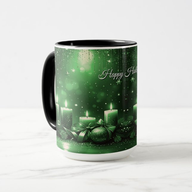Taza de velas verdes de Navidad vacaciones (Anverso izquierdo)