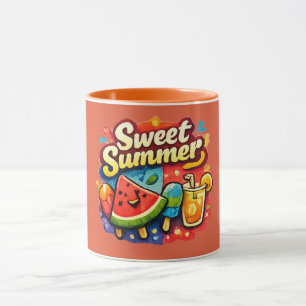 Taza de verano dulce con borde naranja