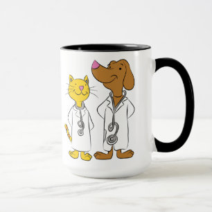 Taza de veterinarios de gatos y perros ilustrados