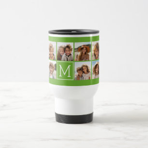 Taza De Viaje 11 Colaje de Fotos - Cuadrícula Mínima con Texto