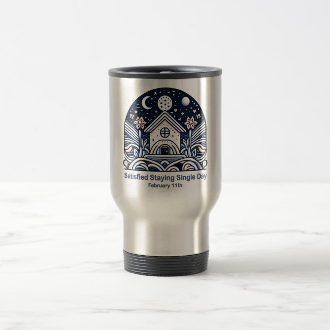 Taza De Viaje 11 de febrero Satisfecho de un solo día (Centro)
