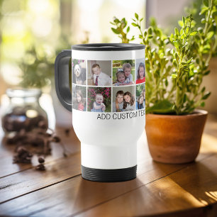 Taza De Viaje 12 Fotos - Collage moderno - Blanco con texto
